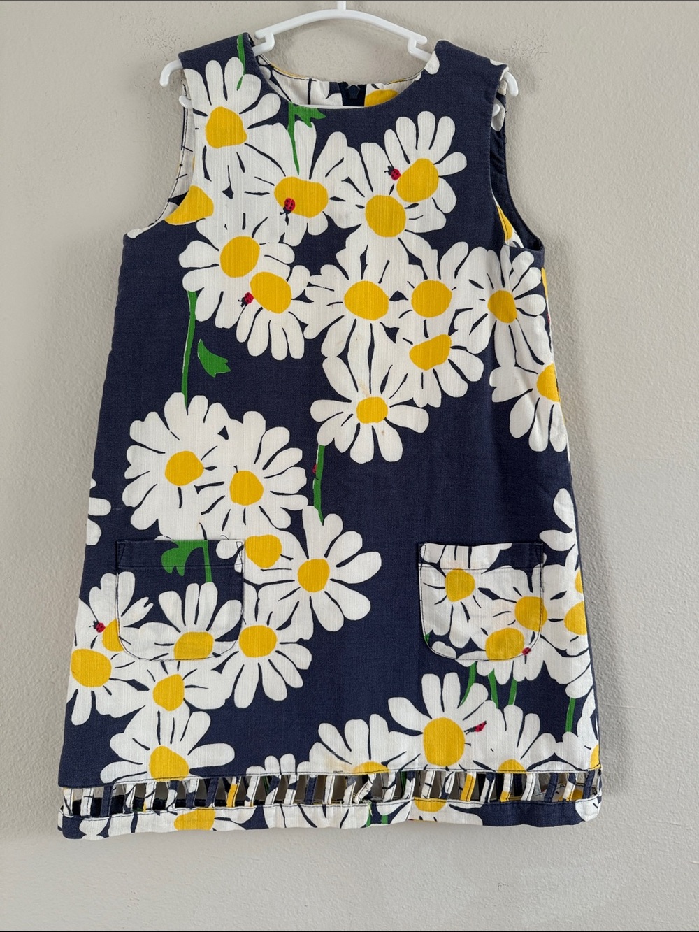 Lilly Pulitzer Girls "Look Lady" Navy White Daisy Shift Dress Size 6 - [868]